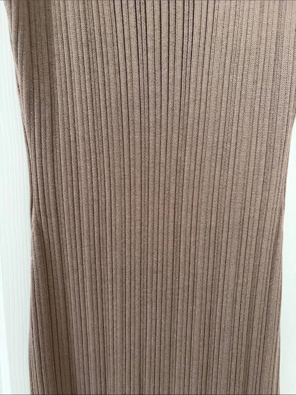 Sleeveless Ribbed Abercrombie and Fitch Maxi Bodycon Dress in Brown/Taupe